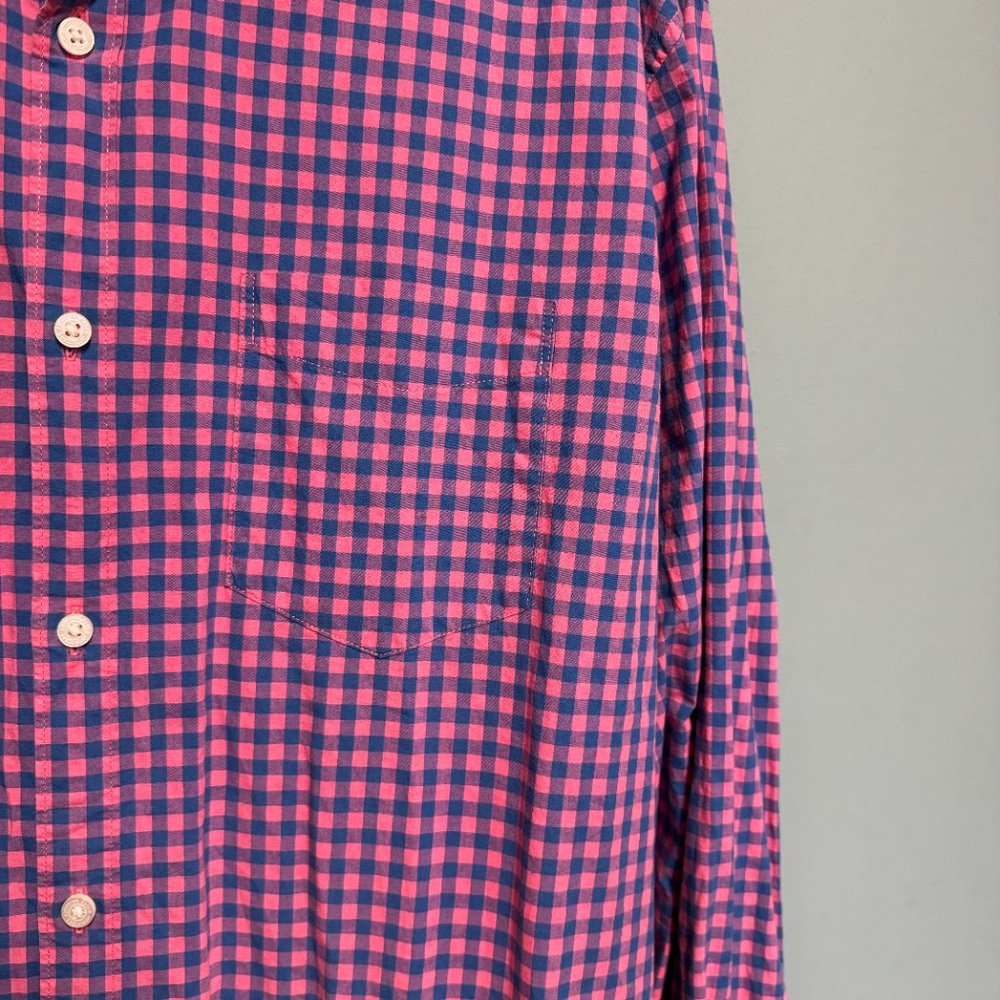 American Eagle Men's XXL Shirt Gingham Long Sleeve Seriously Soft Pink Blue - Picture 3 of 11